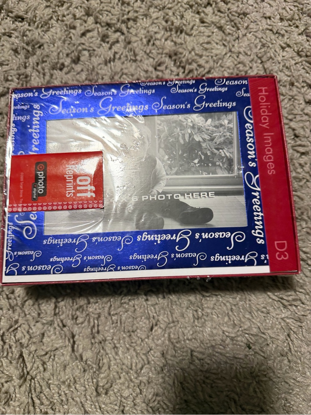 'Season's Greetings' Blue and Red Photo Frame -